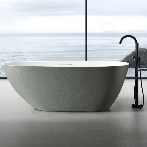 Cada De baie Freestanding, Design Modern170x75x60cm, Strat Abraziv, Culoare Grey/White - Img 2