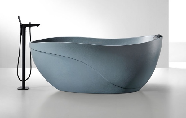 Cada De Baie Freestanding, Desing Modern 170x80x71cm, Strat Abraziv, Culoare Albastru Gri - Img 6