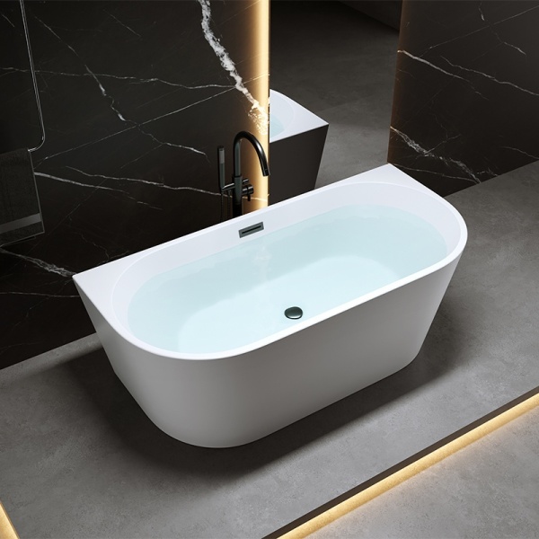 Cada de baie LENA 527A, Dimensiune 140x70cm, Culoare Alb, Deversor Negru - Img 4
