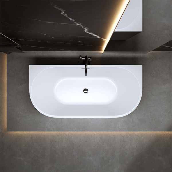 Cada de baie LENA 527C, Dimensiune 160x75cm, Culoare Alb, Deversor Crom - Img 4