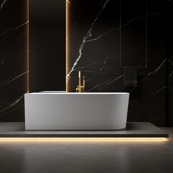 Cada de baie MERA 509B/Stanga, Dimensiune150x75cm, Culoare Alb, Deversor Auriu Periat - Img 2