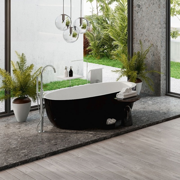 Cada de baie Porto 503A 150x75cm, Culoare Negru , Deversor Cromat - Img 5