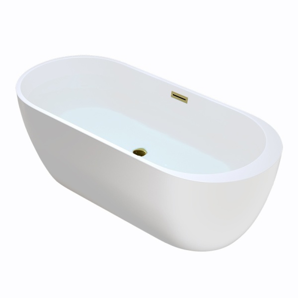 Cada de baie PORTO 503B, Dimensiune 170x75cm, Culoare Alb, Deversor Auriu - Img 6