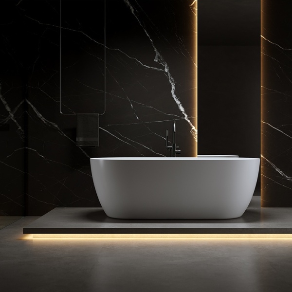 Cada de baie PORTO 503B, Dimensiune 170x75cm, Culoare Alb, Deversor Crom - Img 8