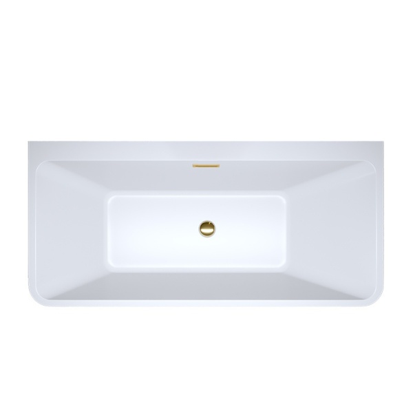 Cada de baie SOFIA 515C, Dimensiune 160x75cm, Culoare Alb, Deversor Auriu Lucios - Img 6
