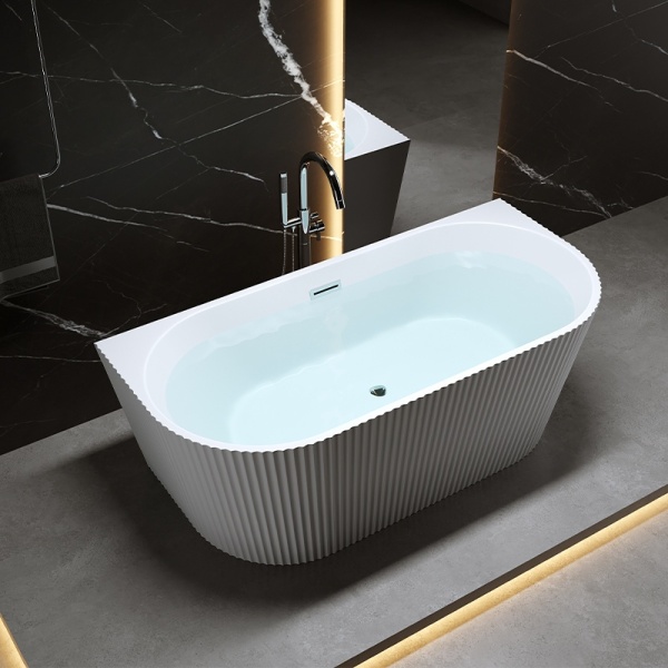 Cada de baie suport CARLO517B, Dimensiune 150x75cm, Culoare Alb, Deversor Crom - Img 2