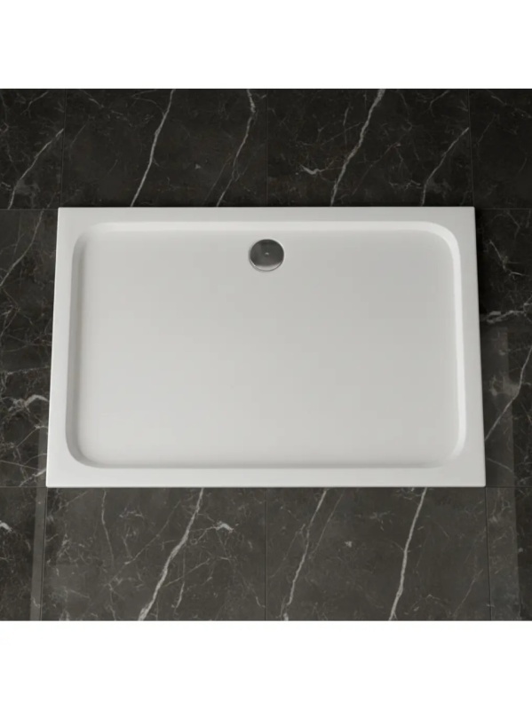 Cadita de dus dreptunghiulara slim din acril Belmond White 120 x 90 cm alba - Img 4