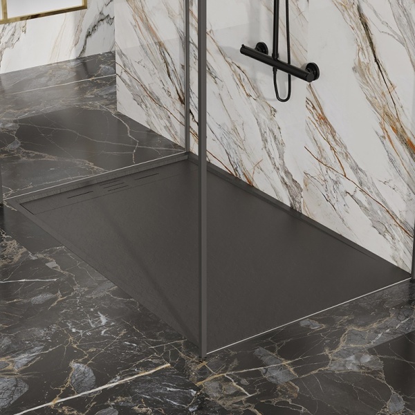 Cadita de dus dreptunghiulara slim finisaj mat DEKO 120x90 cm neagra - Img 3