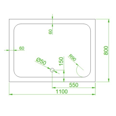 Cadita de dus inalta SXL03D ALB 110x80 CM - Img 10