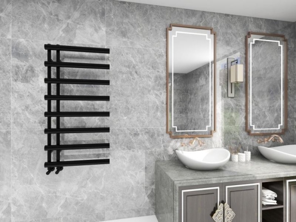Calorifer de baie Portprosop Tube Black 120x60cm, Culoare Negru - Img 4