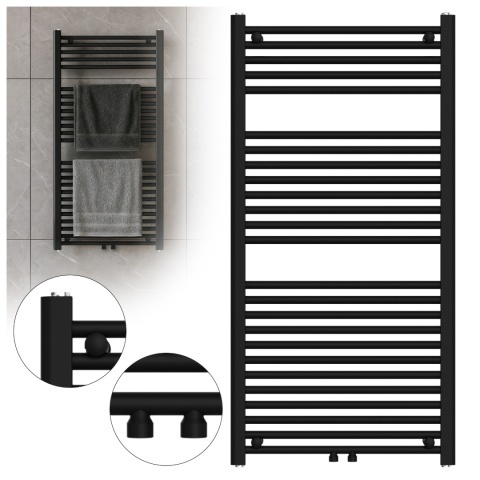 Calorifer vertical CORSO-BL-1 pentru baie 120x60, negru - Img 8