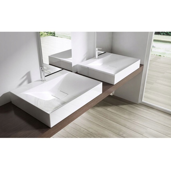 Chiuveta de blat PRO ERA ARON, Dimensiuni 60cm x 48 x 10 cm, Conglomerat, Cu Gaura baterie, Alb - Img 2