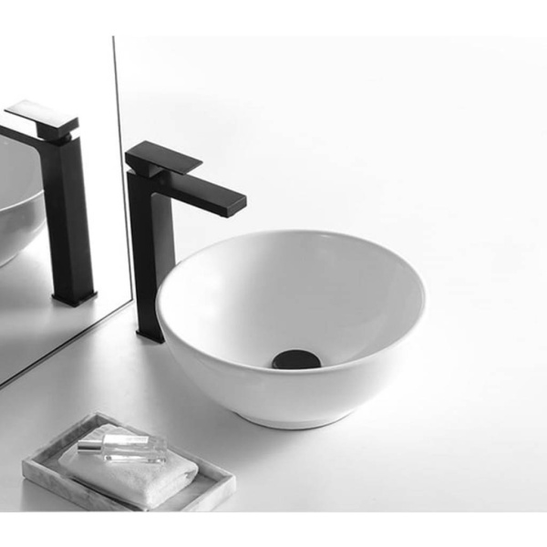 Chiuveta de blat PRO HELENA, Dimensiuni 40 x 40 x 15 cm, Forma Rotunda, Ceramica sanitara, Alba - Img 3