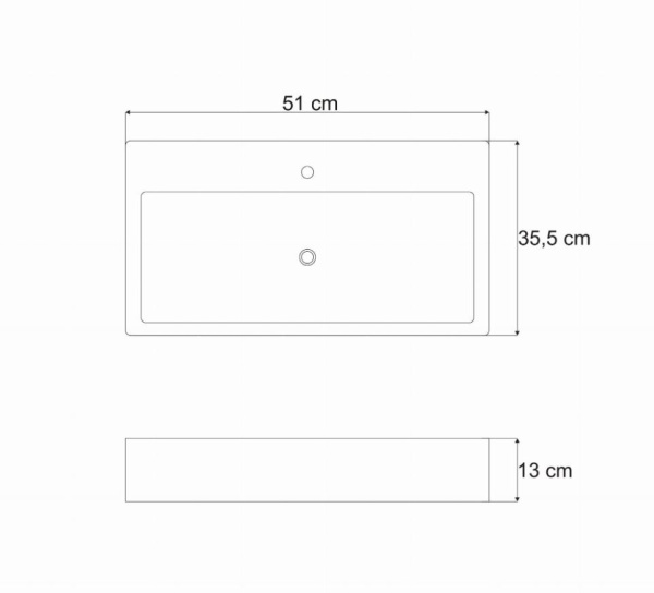 Chiuveta de blat PRO METRO, Dimensiuni 40,50,60 cm, Forma Dreptunghiulara, Ceramica sanitara, Fara gaura baterie, Alb - Img 2