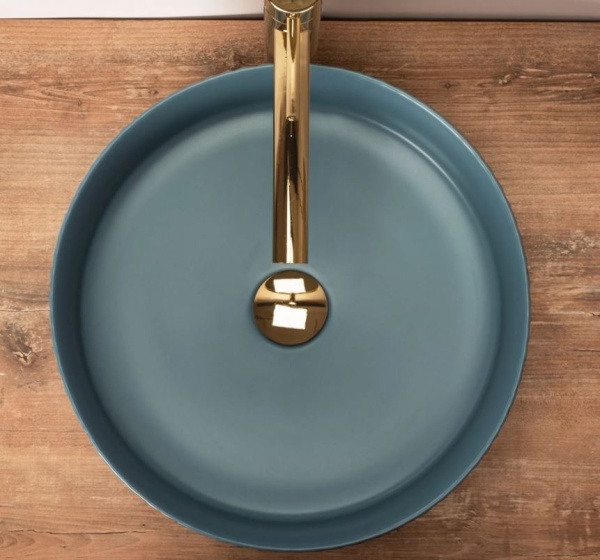Chiuveta de blat REA ERA ASHLEY BLUE, Dimensiuni 40 x 40x 12cm, Forma Rotunda, Ceramica sanitara, Albastru - Img 2