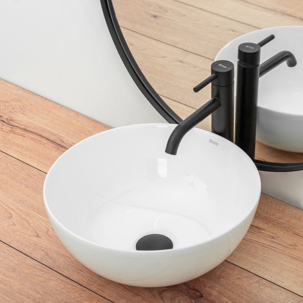 Chiuveta de blat REA Stella White, 36x36 X 15 Cm, Montaj Pe Blat, Design Deosebit, Ceramica Sanitara, Alb - Img 3
