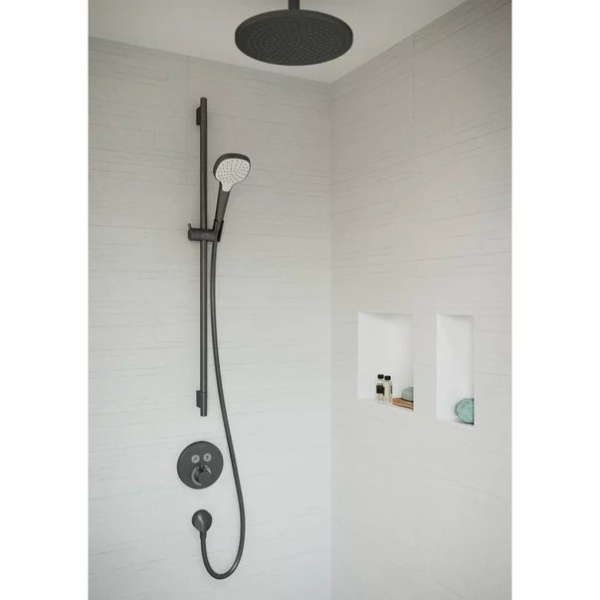 Cot conector dus Hansgrohe FixFit E negru - crom periat - Img 3