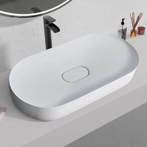 Lavoar de baie Iris , pentru blat , Dimensiune 71 cm , Culoare Alb - Img 4