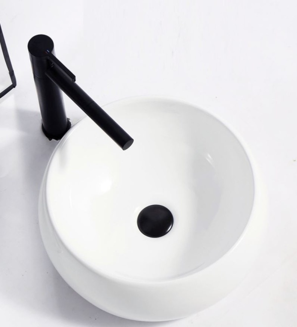 Lavoar de blat PRO AMELIA, Dimensiuni 40 x 40 x 16 cm, Forma Rotunda, Ceramica sanitara, Alba - Img 4