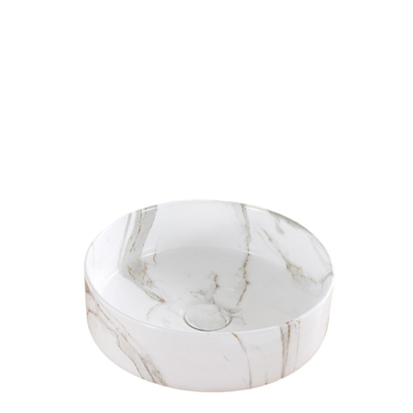 Lavoar De Blat PRO VERONA, Dimensiuni 36 X 36 X 12 Cm, Forma Rotunda, Ceramica Sanitara, Gri / Maro - Img 2