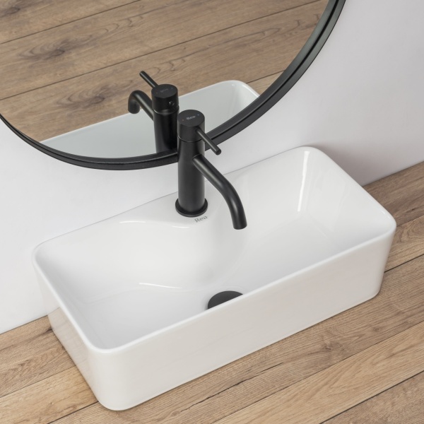 Lavoar de blat REA MERY, 50.5x 25x 14 cm, Montaj Pe Blat, Design Deosebit, Forma Dreptunghiulara, Ceramica Sanitara, Alb - Img 5