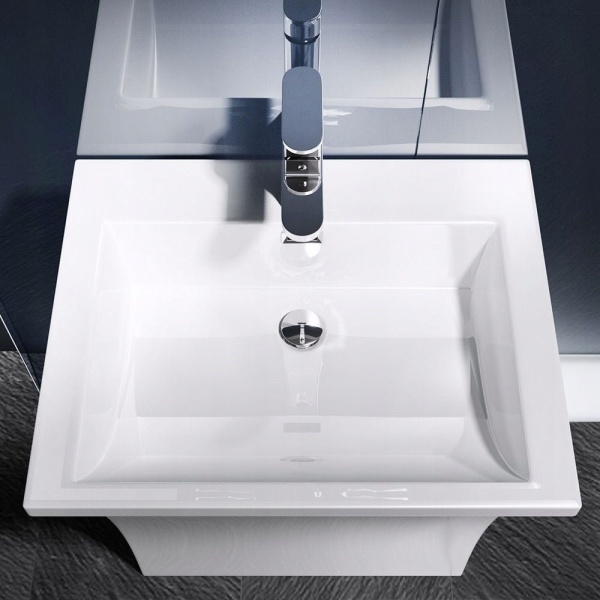 Lavoar Independent PRO LEON, Dimensiuni 60x48 x 82 cm, Forma Rectangulara, Cu Gaura Baterie, Alb - Img 2