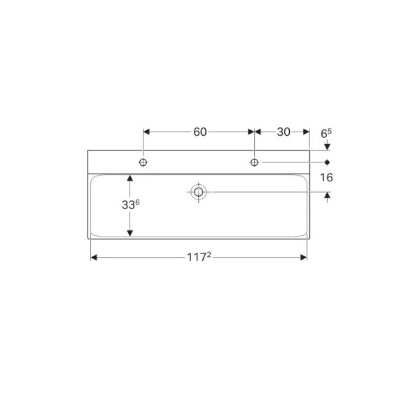 Lavoar pe blat cu orificiu baterie stanga/dreapta 120 cm Geberit Xeno 2 alb - Img 3