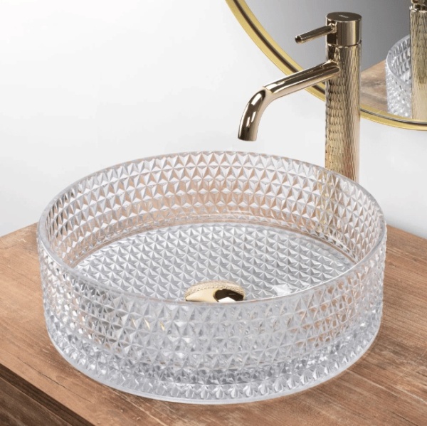 Lavoar pe blat REA Cristal Transparent,diametrul 35,5 x 11,5 cm - Img 4