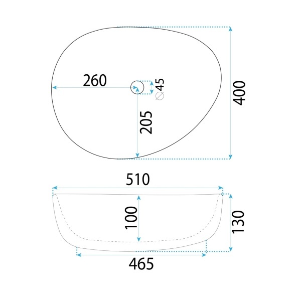 Lavoar pentru blat oval asimetric cu finisaj lucios VANILA alb - Img 5
