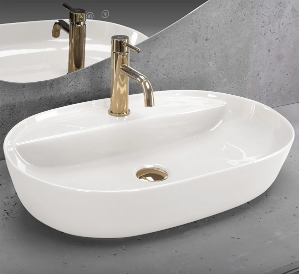 Lavoar pentru blat Rea Aura ,Dimensiune 61cm, Culoare Ecru Shiny - Img 5