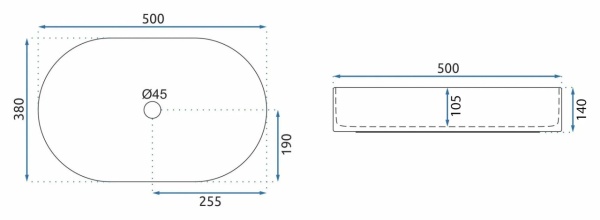 Lavoar pentru blat Rea Nadia, Dimensiune 50cm, Black Stone - Img 5