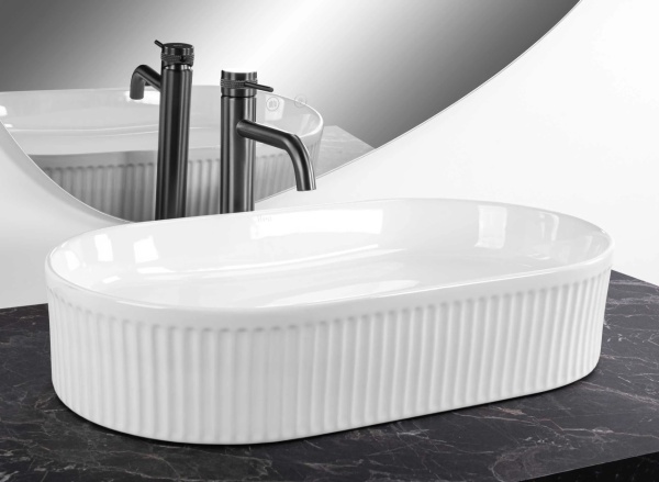 Lavoar pentru blat REA VANDA cu Dimensiune de 60cm, Culoare Alb - Img 2