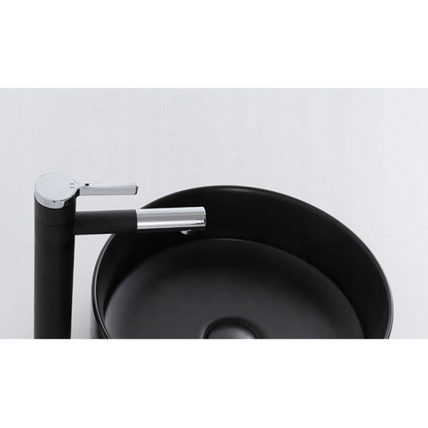 Lavoar PRO VERONA Black, 36x36x12 cm, montaj pe blat, forma rotunda, ceramica sanitara, Negru Mat - Img 3