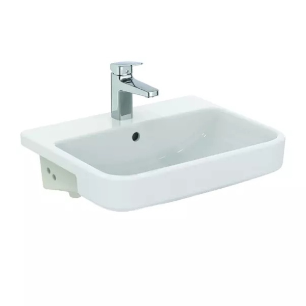 Lavoar semiincastrat Ideal Standard i.life B alb lucios SmartGuard 55 cm cu orificiu baterie si preaplin - Img 4