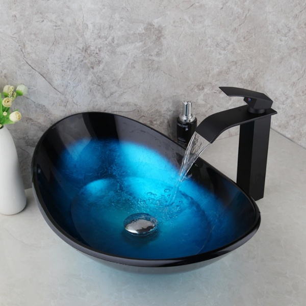 Lavoar sticla Blue VELDMAN + acesorii 54x35x15 cm - Img 2