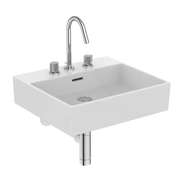 Lavoar suspendat Ideal Standard Atelier Extra cu 3 orificii baterie si preaplin alb lucios 50 cm - Img 5