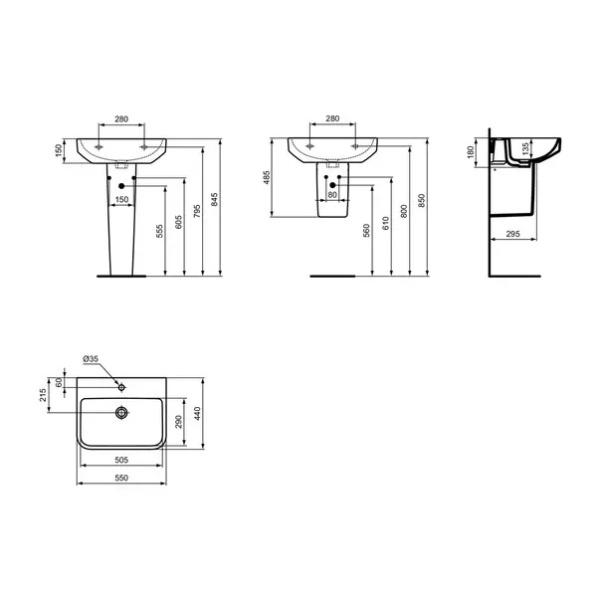Lavoar suspendat Ideal Standard i.life B alb lucios 55 cm cu orificiu baterie - Img 8