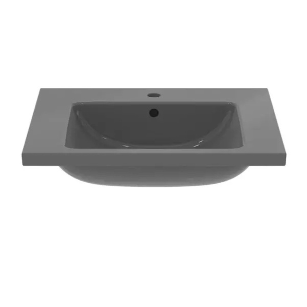 Lavoar suspendat Ideal Standard i.life B gri lucios 61 cm cu orificiu baterie si preaplin - Img 3