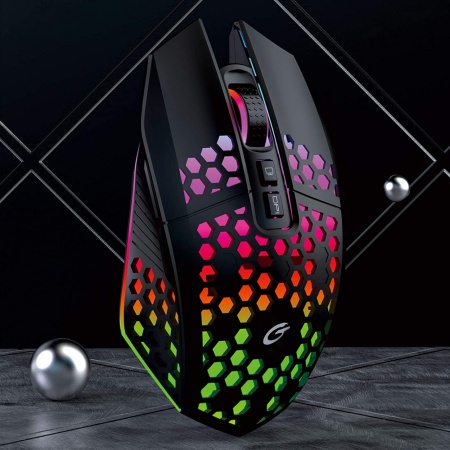 Mouse Wireless Profesional pentru Home &amp; Office ODISSEY LIFE®, Reincarcabil, Iluminare RGB, 9 Butoane, Black - Img 6