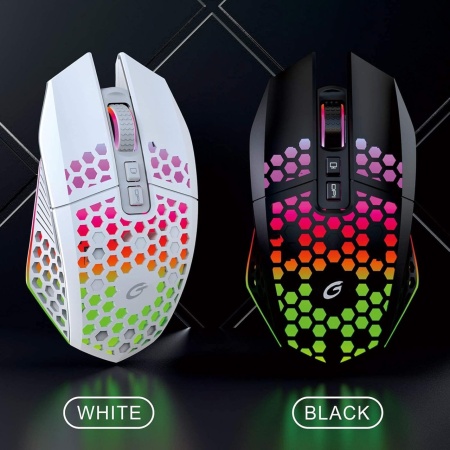Mouse Wireless Profesional pentru Home &amp; Office ODISSEY LIFE®, Reincarcabil, Iluminare RGB, 9 Butoane, White - Img 4