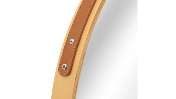 Oglinda rotunda din lemn cu curea LOFT Light.BROWN 59 CM - Img 4