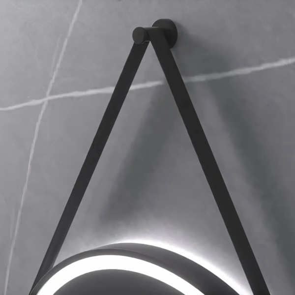 Oglinda rotunda LED suspendata pe curea 80 cm - Img 8