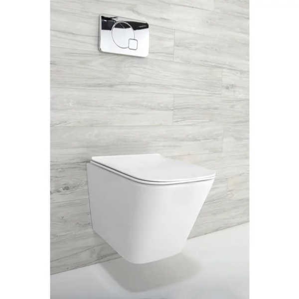 Pachet vas wc suspendat Rea, capac softclose si set dus igiena intima negru cu baterie incastrata Invena Bidetta - Img 3