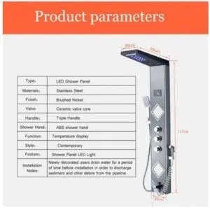 Panel de dus PRO 19,multifunctional,cu led,negru,ecran digital,efect de ploaie,jeturi spa - Img 7
