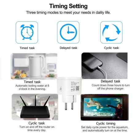Priza Smart SeveShop®, Wi-Fi, 10A, Monitorizare Consum Energie, Control Vocale prin Amazon Alexa si Google Assistant, Tuya App, Compatibil Android/iOS, Programare si Timer pentru Dispozitive, Control de la Distanta, 220-240V, Alb - Img 6