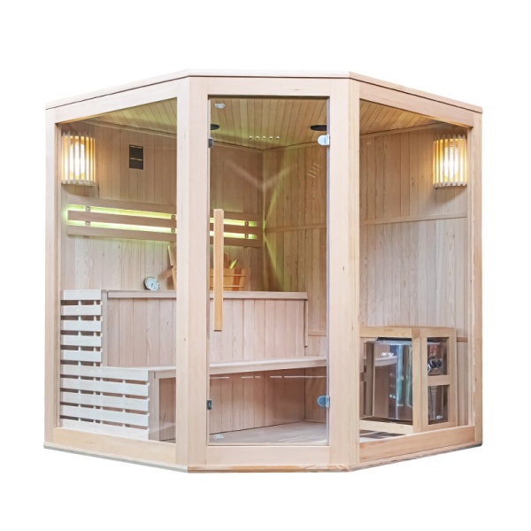 Sauna finlandeza cu temperatura inalta si soba Harvia 8kW pentru 5-6 persoane Bodo 180 x 180 cm - Img 4
