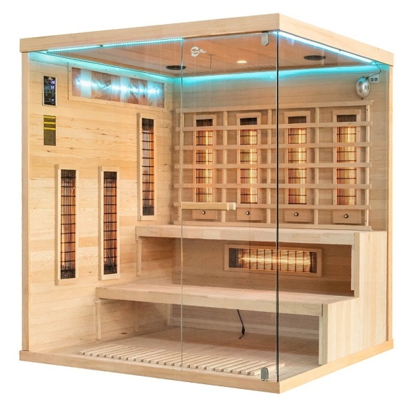 Sauna uscata cu infrarosu si cu pietre din sare de Hymalaya 4 persoane EP4RS XL stanga 180 x 160 cm - Img 6