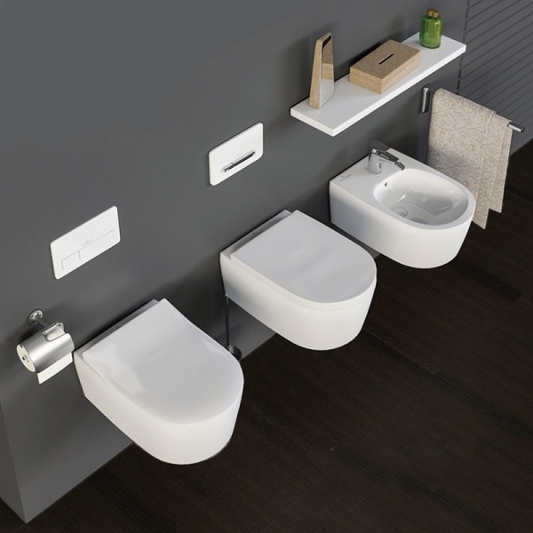 Set baie Villeroy &amp; Boch: Vas WC suspendat Soul cu capac soft close + Bideu suspendat Avento, alb - Img 11