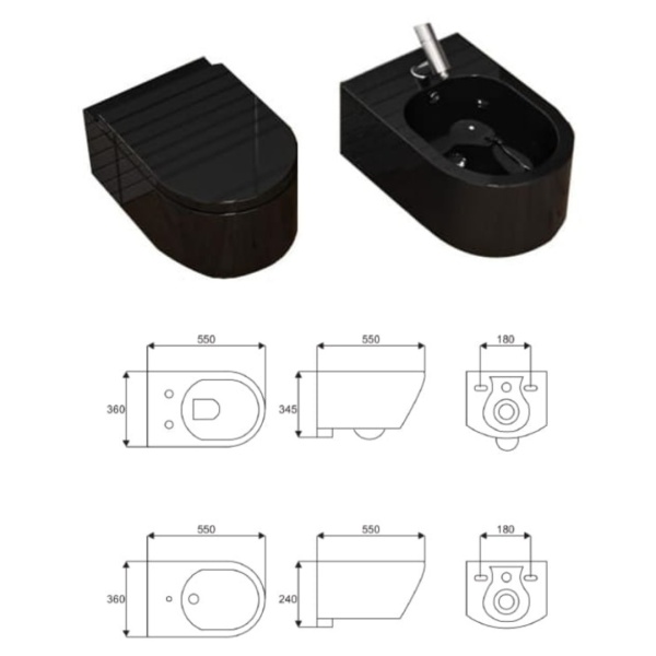 Set Bideu si Vas WC PRO GROHE, montaj suspendat, ceramica sanitara,Vas WC LORENT +Bideu +Capac Soft-Close SLIM PREMIUM+Cadru +Clapeta - Img 9