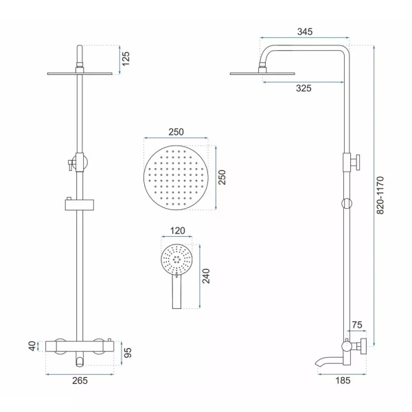 Set de dus cu termostat PRO LUNGO, Crom - Img 8